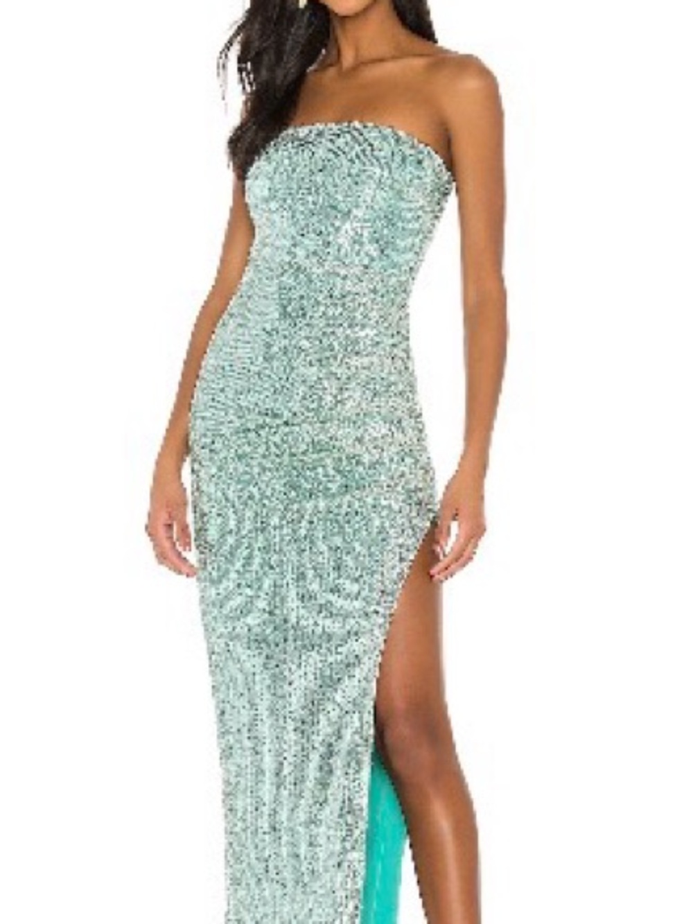 Lovers + Friends Sequin Strapless Gown in Mint Green